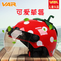 VAR Strawberry Children electric car helmet boy cartoon cute four seasons universal girl winter warm helmet