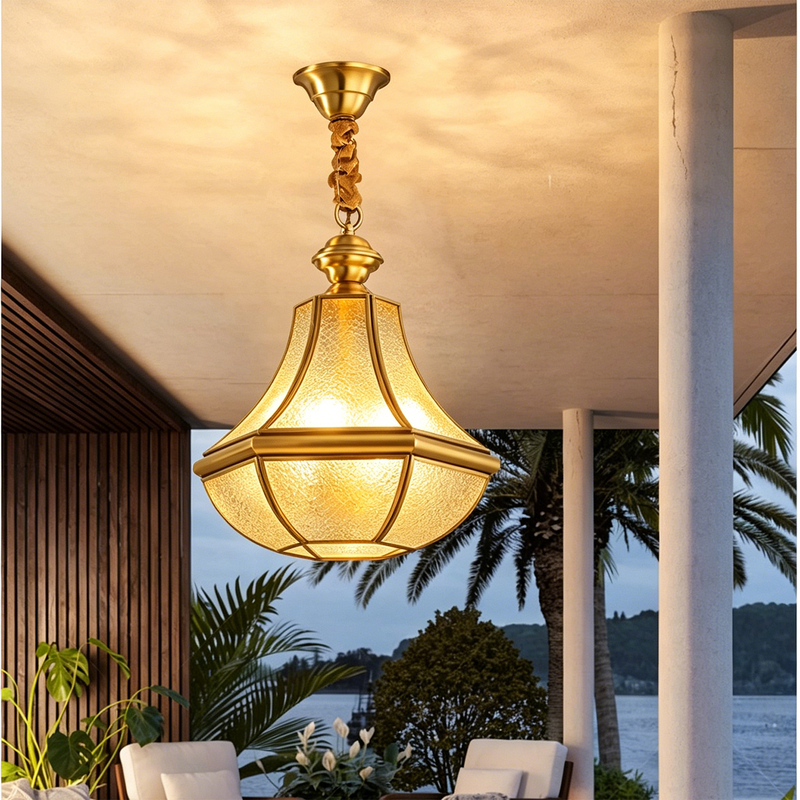 All-Copper Outdoor Waterproof Pendant Light for Villa Entrance, Balcony, Courtyard, Gazebo, Sunroom, Corridor, Outdoor Pendant Light