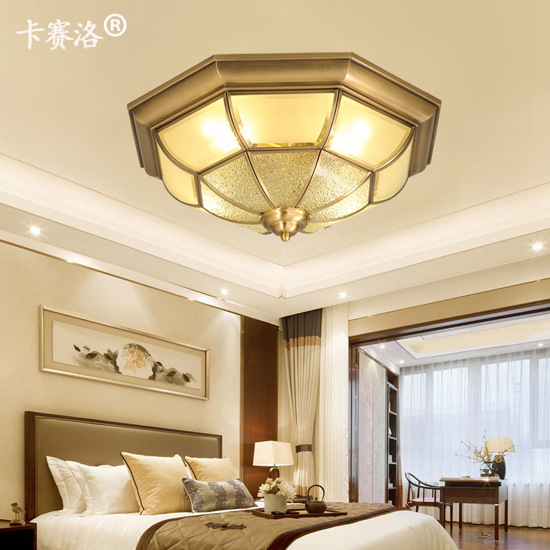 Eurostyle suction light bedroom full copper lamp door hall gangway induction ceiling light balcony hallway book room pure copper lamps