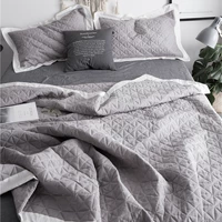 Ins Bắc Âu màu xám trắng trải giường ba bộ bông gạc rửa sạch chăn mùa hè mát mẻ điều hòa không khí tấm giường drap giuong