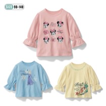 Export Japan Qianjia Chunqiu Ji Girl Bao Pure Cotton Princess Blouses Cartoon Cartoon Foreign Air Girl 70% Sleeve T-shirt