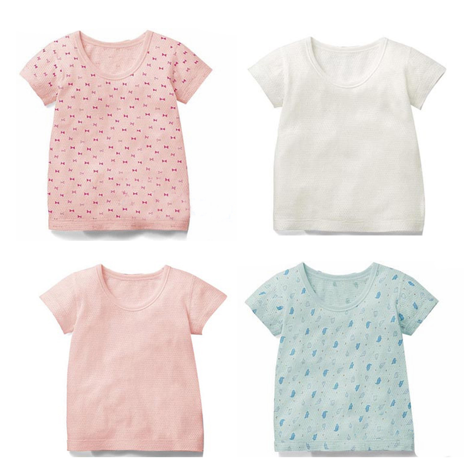 New summer male and female baby pure cotton mesh short sleeve T-shirt Thousand children No bones and half sleeves Shirt Breathable without fluorescent