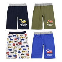 Summer thin Pure Cotton Boy Shorts Boy Cartoon Engineering Car Fire Truck Leisure Pants Sports Loose 50% pants