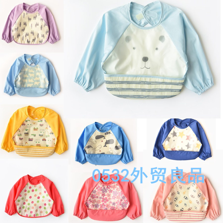 Children's clothing Children's clothing foreign trade thousands of dining pockets Pure cotton sleeveless waterproof dining clothes Cover clothes bib Bib
