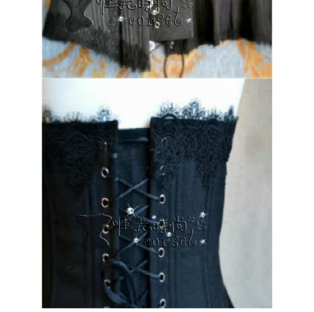 Đen corset nửa ngực vest gothic retro corset thép corset corset sau sinh đai bụng đồ lót định hịnh giảm béo