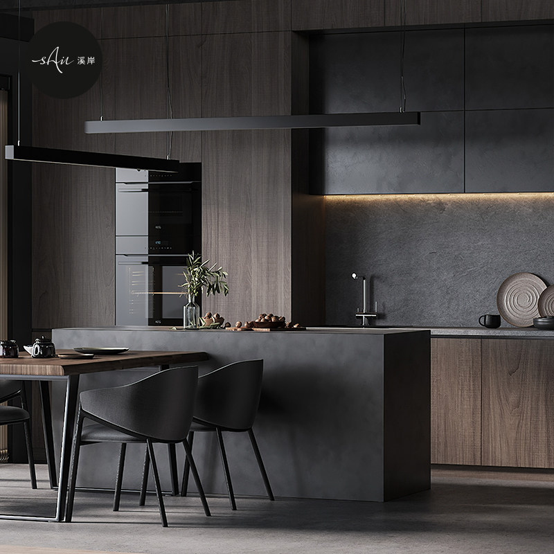 Creek bank modern simple cabinet custom overall open cabinet custom U-shaped kitchen kitchen cabinet stove decoration