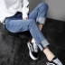 Quần bà bầu mặc ngoài cỡ lớn thời trang mẹ mùa xuân và quần jeans mùa thu quần 9 ống rộng quần quần mùa hè thu đông - Phụ nữ mang thai quần / quần bụng quần thun bầu Phụ nữ mang thai quần / quần bụng