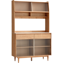 Lins Home Nordic log style slate sideboard cabinet storage rack double-layer storage cabinet tea cabinet