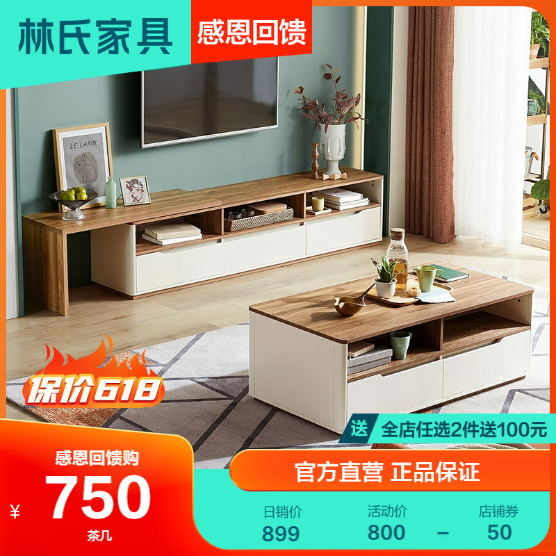 Lin's Living Room Nordic Style TV Cabinet Tea Table Combination Suit Modern Small Family minimalist Cabinet Furniture CP1M