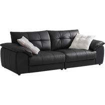 Lins home black first-layer cowhide leather sofa living room 2024 new Italian light luxury furniture small apartment