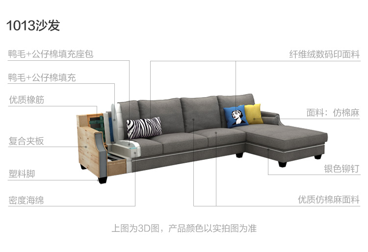 725 ra khỏi căn hộ nhỏ phòng khách 1 + 2 + 3 ba người đơn giản vải hiện đại sofa lớp lắp ráp 1013