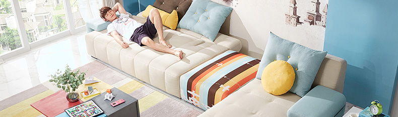 Lin của đồ nội thất phòng khách sofa vải căn hộ nhỏ phong cách Địa Trung Hải hiện đại nhỏ gọn sofa giường 984