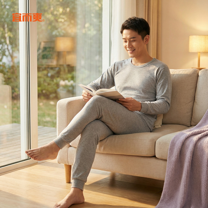 Yiershuang Pure Cotton Men's Underwear Set G16/07N Round Neck Cotton Sweater Warm Middle-Aged and Elderly All-Cotton Autumn Clothes