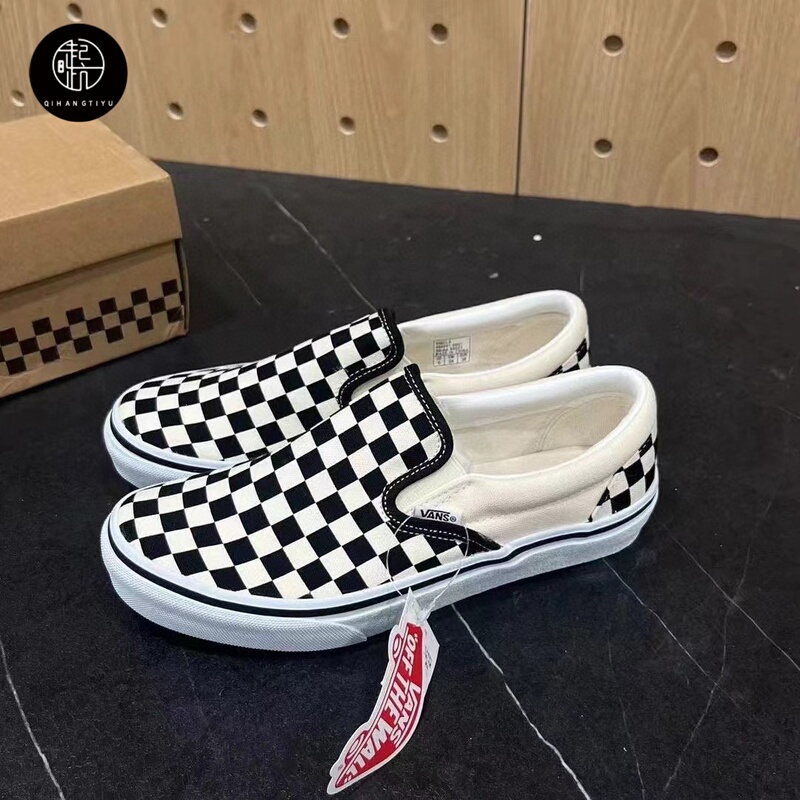 Vans Slip-On Checkerboard Pattern Unisex Campus Summer Slip-On Breathable Sports Casual Skateboard Shoes