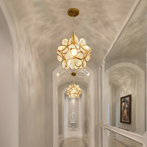 All copper porch chandelier balcony lighting modern aisle lights corridor lamps North Europe light luxury bedhead small chandelier
