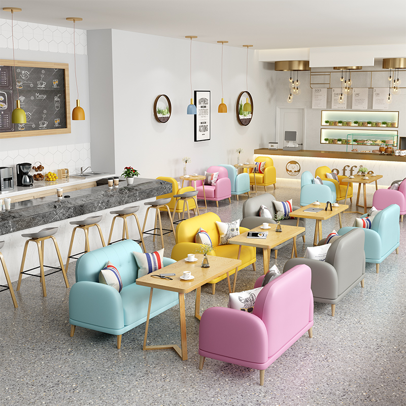 Internet celebrity milk tea shop table and chair combination cafe table book bar burger shop cake shop dessert shop card seat sofa stool