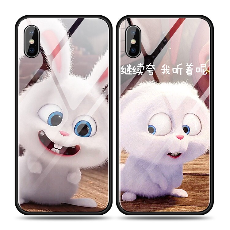 Suitable for Apple 13 cute 12 mobile phone protective shell 11 male and female pro animation max cartoon XR glass XSmax silicone sleeve X rabbit cute 8 couple models 7 creative 6S Japan and South Korea