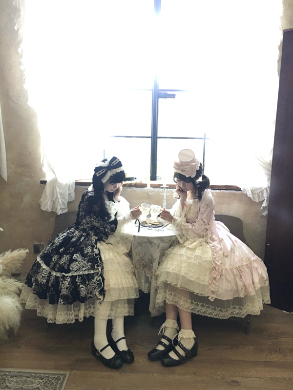 Sold Out [Beardiary] Original Lolita Dress with Woven Floral Pattern