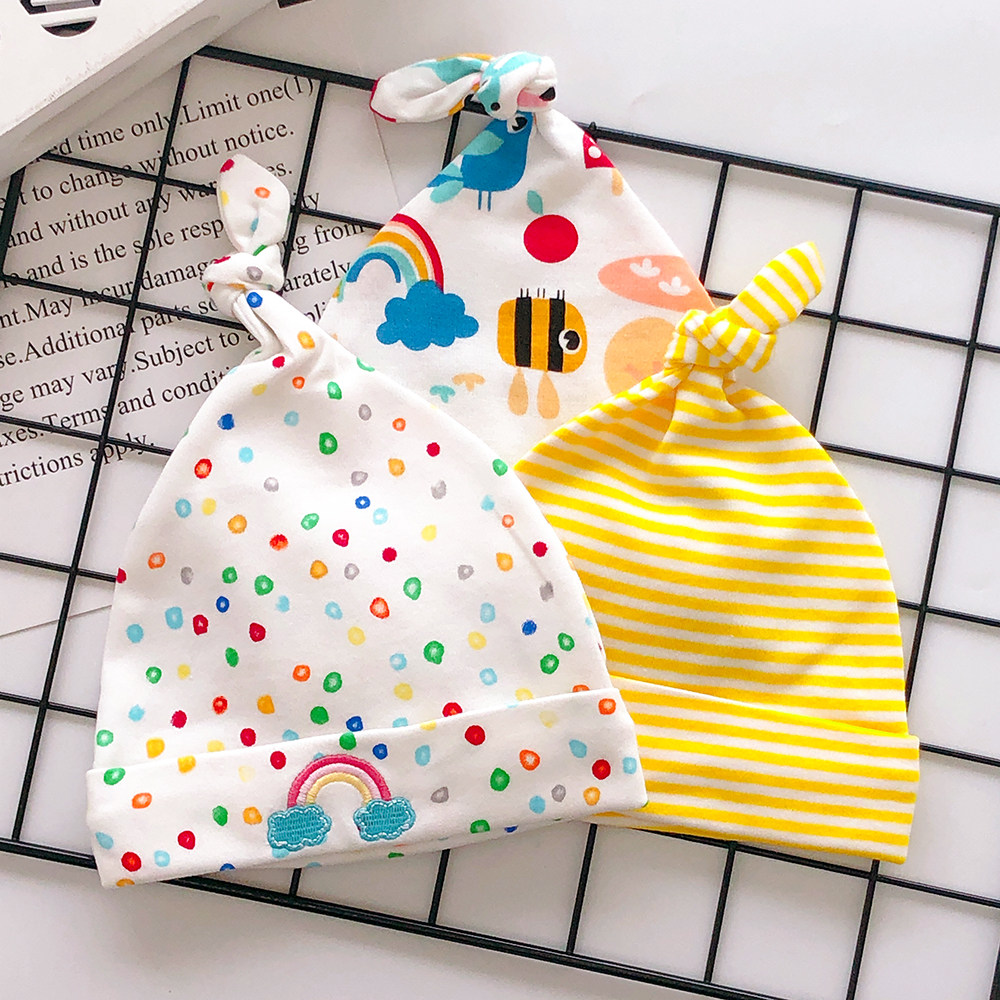 momscare baby hat 0-6 months newborns pure cotton fetal hat male and female baby spring summer 3 pieces
