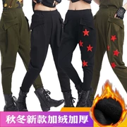 Mùa thu và mùa đông thủy thủ khiêu vũ cộng với quần nhung harem quần nữ kích thước lớn đàn hồi eo quần cà rốt nở quần vuông nhảy chân quần