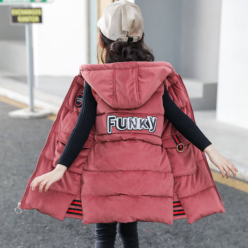 Girls Cotton Mark 2022 Fall and Winter New Style Wears Wears in Horse Clamp Children Long - range Girl Golden Velvet Cover