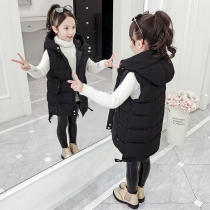 Girls Down Cotton Vest 2021 Autumn and Winter New Thick Wear Vest Large Childrens Medium Long Coat