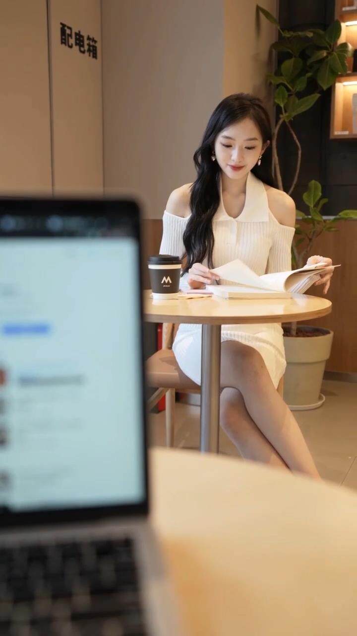 咖啡厅美女递纸条