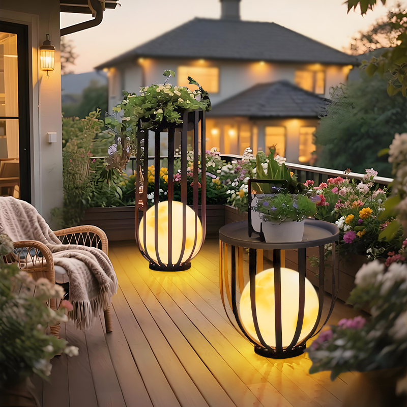 Solar Outdoor Lights Waterproof Villa Garden Floor-Standing Courtyard Landscape Lights Terrace Potted Plant Stand Flower Stand Coffee Table