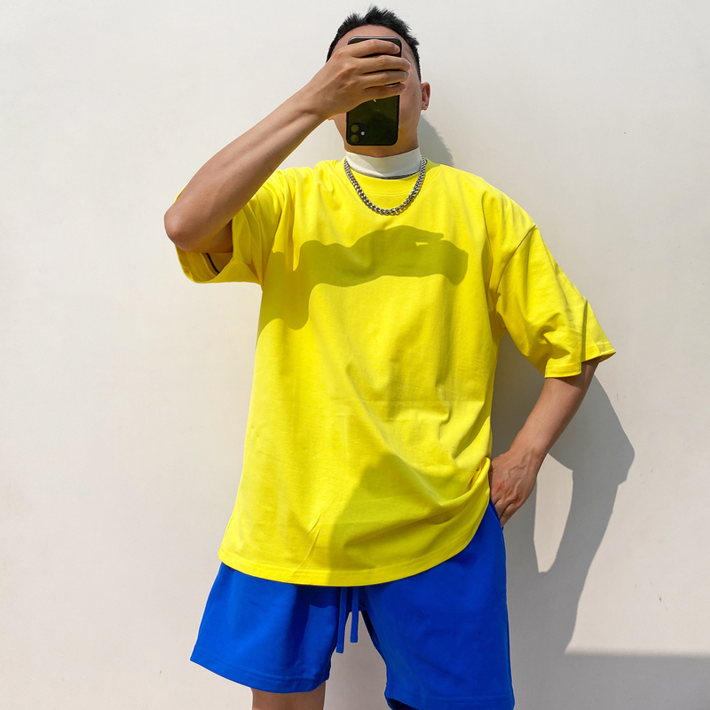 Mountain-Themed Spring and Summer Dopamine-Colored Solid Short-Sleeve T-Shirt Basic Style Black White Yellow Rose Red Unisex Couple Street Fashion Mountain-Themed Spring and Summer Dopamine-Colored Solid Short-Sleeve T-Shirt Basic Style Black White Yellow Rose Red Unisex Couple Street Fashion