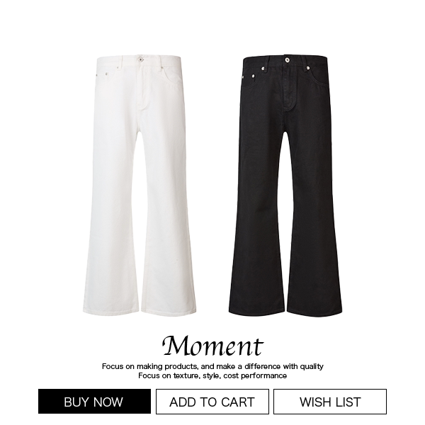 Moment Paris Bootcut Black Denim Flared Jeans for Men, American Style, Vintage Wash, Versatile Black Brushed Denim