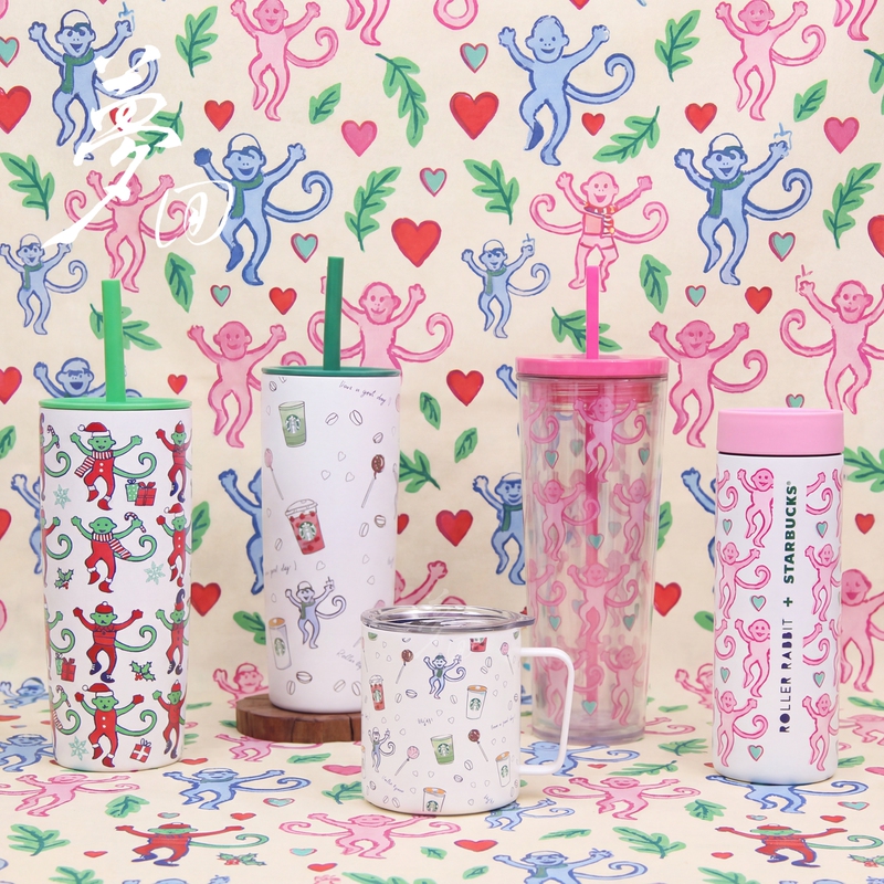 Starbucks Usa and Rollerrabbit Collaboration Monkey-Themed Cute Straw Cup Stainless Steel Insulated Mug