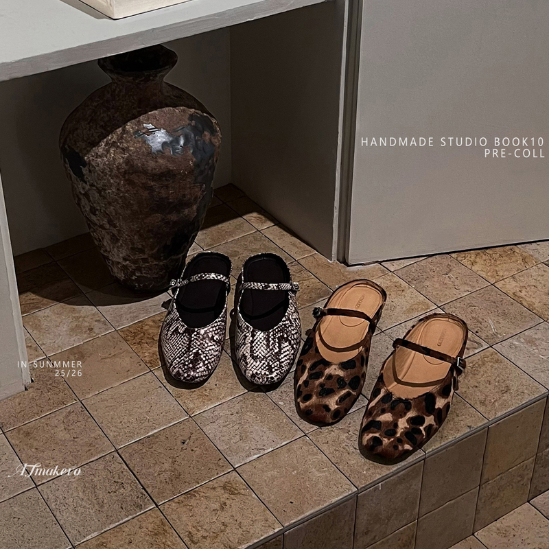 Li Dagai | Leopard Print Closed-Toe Slip-On Women's Summer Non-Slip Flat Genuine Leather Snake Print Shallow Mouth Shoes 1092 Li Dagai | Leopard Print Closed-Toe Slip-On Women's Summer Non-Slip Flat Genuine Leather Snake Print Shallow Mouth Shoes 1092