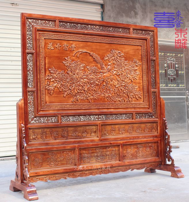 Dongyang khắc gỗ màn hình sàn gỗ chạm khắc hoa mở màn hình phong phú Trung Quốc rắn gỗ hai mặt chạm khắc vách ngăn - Màn hình / Cửa sổ vách ngăn trang trí