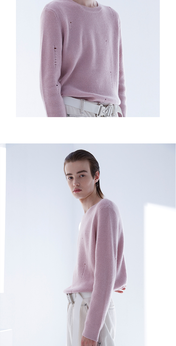 [Ưu đãi đặc biệt] Áo len cashmere nguyên chất của Sinoff áo thun nam cổ tròn thẳng, áo len dài tay dày - Kéo qua quần jogger nam