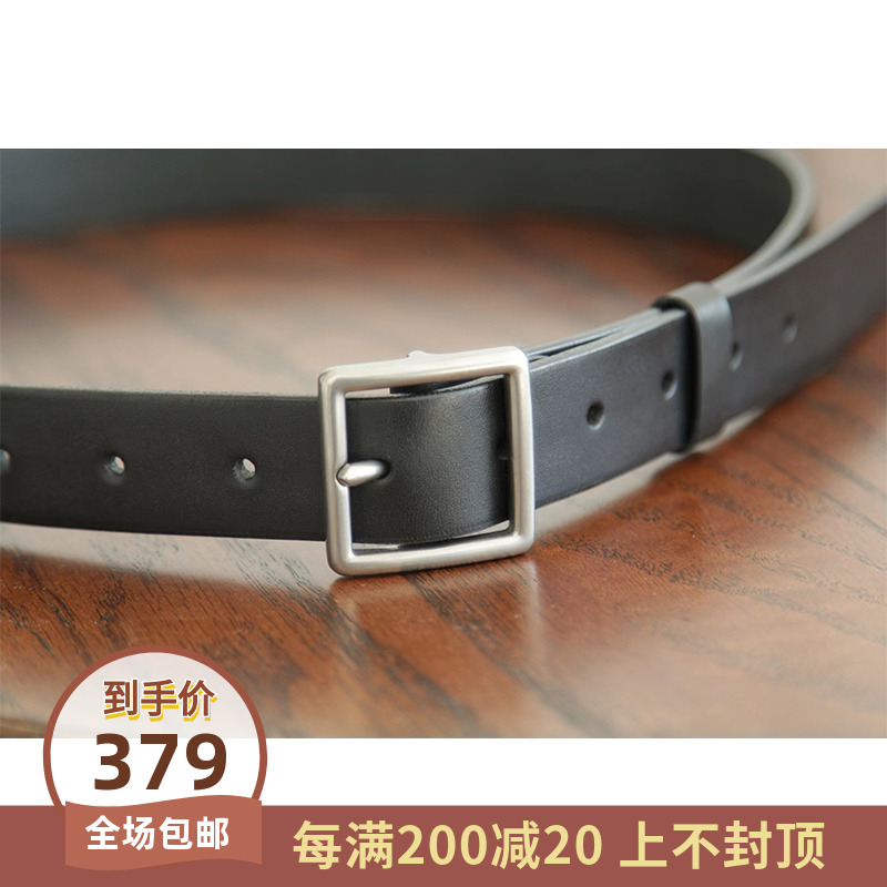 Crochet pure handmade black top layer cowhide belt women's retro decoration all-match simple casual jeans belt