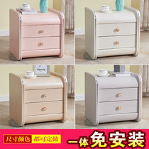 Bedside table Simple modern storage cabinet Solid wood bedroom locker simple mini bedside cabinet leather whole set