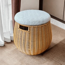 (Multi-purpose) Hand-woven imitation rattan storage stool for entryway shoe replacement high-looking furniture storage artifact