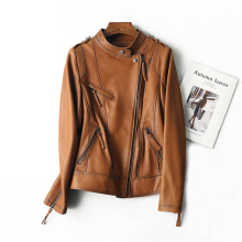 11 year old leather clothing store for women. Genuine leather clothing for women. Short fitting sheep leather jacket for women. Motorcycle leather jacket for women