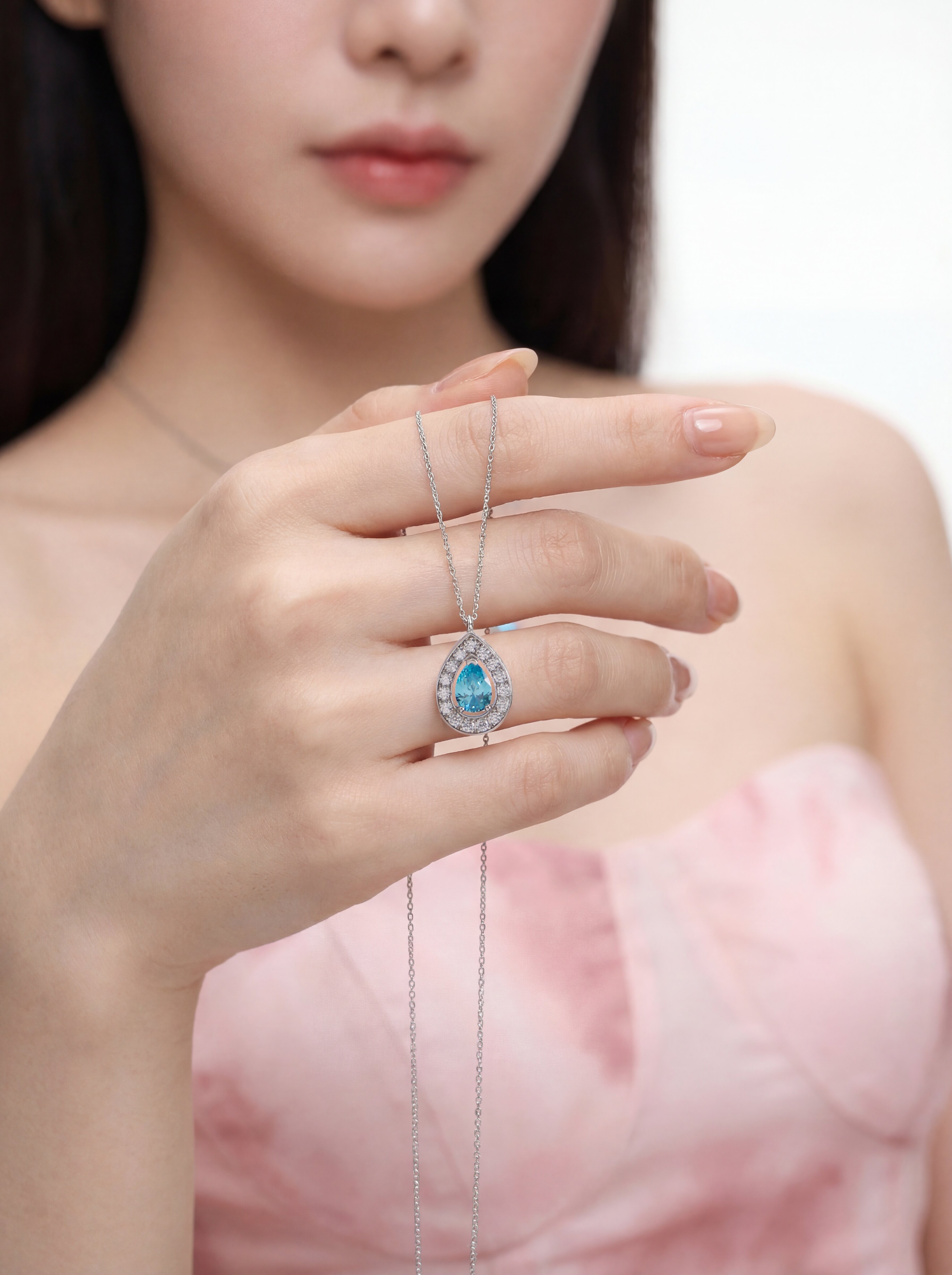 Sans Star Time [Mercury Record] Necklace 925 Silver Blue Tears Light Luxury Gift for Girlfriend or Best Friend Birthday Present