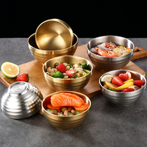 Food grade 304 stainless steel childrens small rice bowl soup bowl double anti - hot kindergarten anti - slip small bowl restaurant job