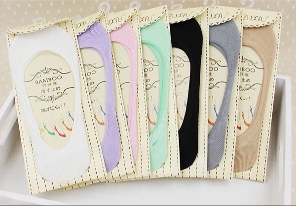 竹纤维隐形女士船袜后跟带防滑硅胶穿豆豆鞋单