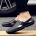 Dép nam 2018 mới bằng da mùa hè Giày nam thoáng mát Giày đế xuồng thoáng khí dép sandal Sandal