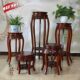 Multi-Layer Chinese-Style Solid Wood Flower Stand for Living Room, Floor-Standing Elm Wood Flower Stand, Round Carved Flower Pot Stand, Fully Assembled