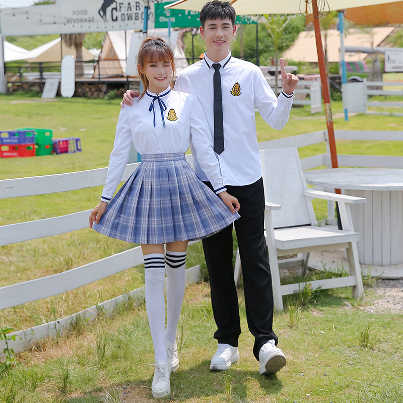 School Uniform College Fenghan Edition of English High School Student Class Class Fall Campus Wind Cotton Shirt Clothing