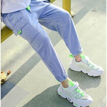 Boy anti-mosquito pants Summer thin section CUHK Scary cotton slim fit trousers Childrens work pants Summer 90% Leisure