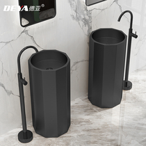 Nordic 304 stainless steel black column wash basin Integrated hotel bar floor-standing column basin