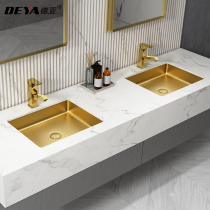 Dea light extravaganza 304 stainless steel square off floor pelvic embedded golden washbasin for domestic washroom washbasin