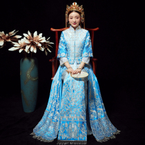 Xiuhe dress bride 2020 new wedding Xiuhe wedding dress Chinese style show kimono blue toast dress Chinese style wedding dress