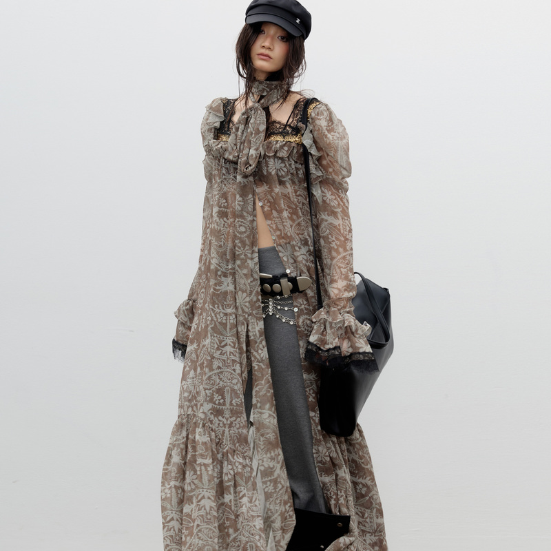 Jnylon-26Aw Urban Nomadic Bohemian Classic Romantic Print Maxi Chiffon Dress