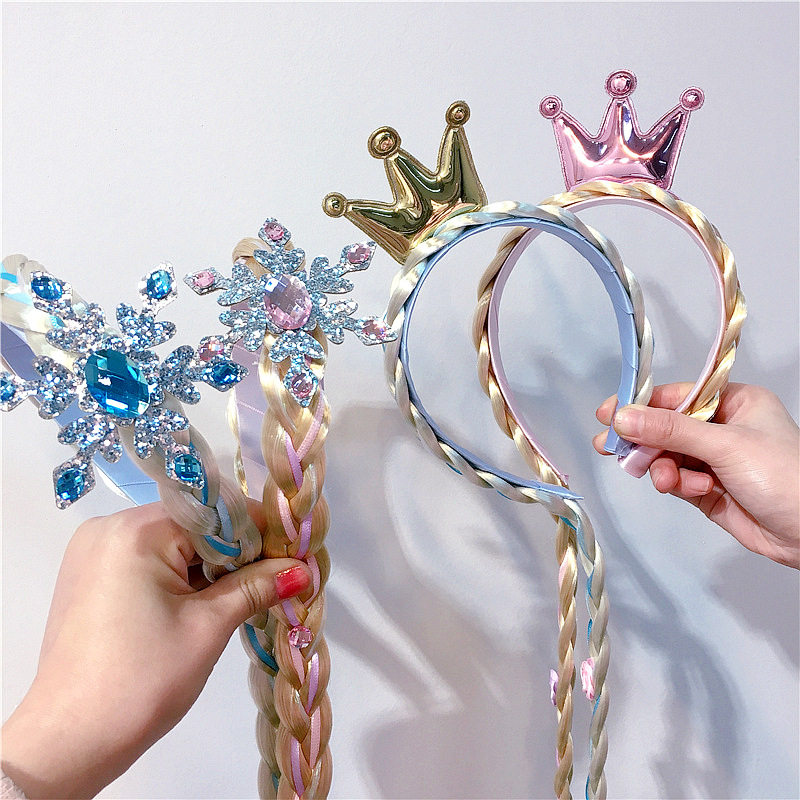 Fanjia South Korea's new children's ice queen snowflake crown braid headband headband headdress birthday party girl